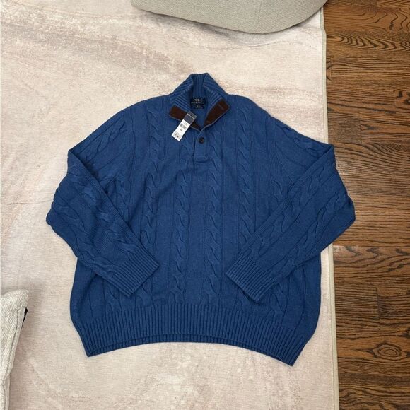 New polo ralph lauren Cable-Knit silk cashmere Quarter-Zip Sweater - Picture 1 of 3